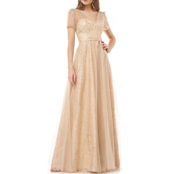 CARMEN MARC VALVO
SEQUIN GLITTER MESH BALLGOWN - Picture 2 of 8